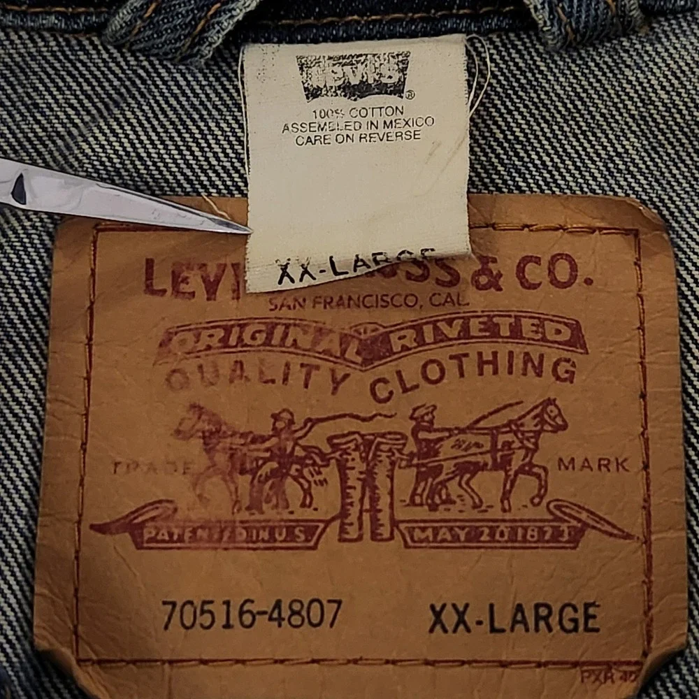 Levis 70516-4807 Denim Trucker Jacket Mens XXL Blue Medium Wash Vintage 90s - Picture 4 of 9